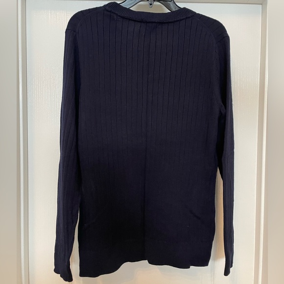 Tommy Hilfiger “H” long sleeve cable knit crew sweater size XLarge in navy. NWT - Picture 3 of 8